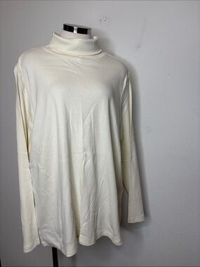 CJ Banks Cream Long-Sleeve Turtleneck Top